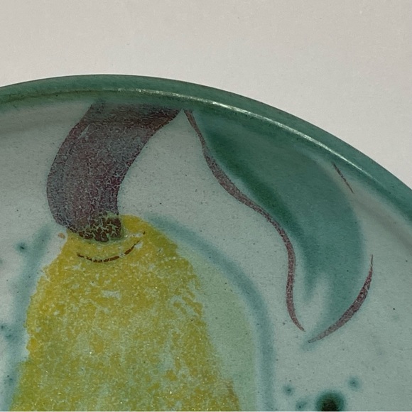 Hand made Pottery Plate with a pear Hand Thrown Signed Burdick 7” Decor EUC - Picture 14 of 15